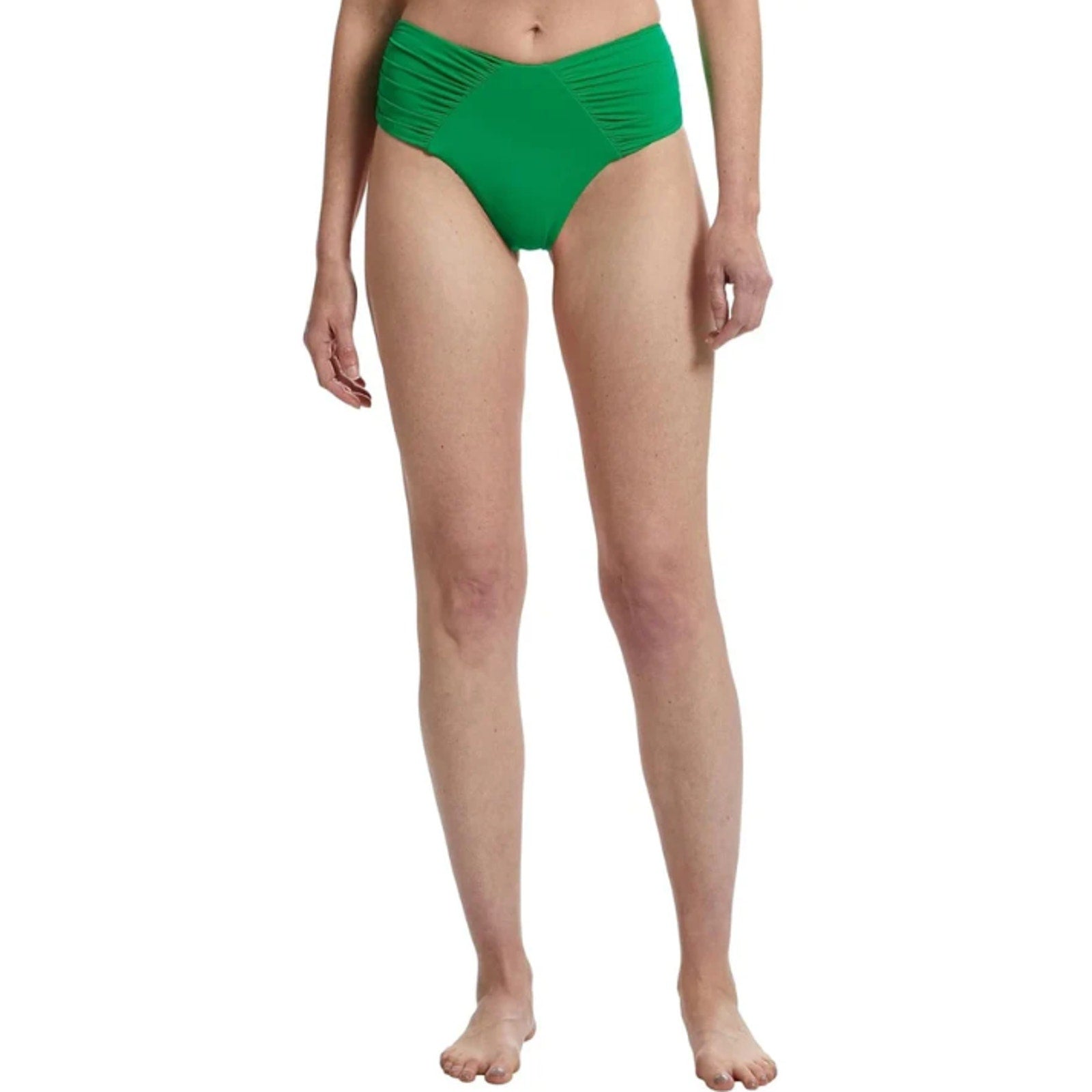 BECCA Color Code French Cut Bikini Bottom Small Emerald Green Shirred NWT
