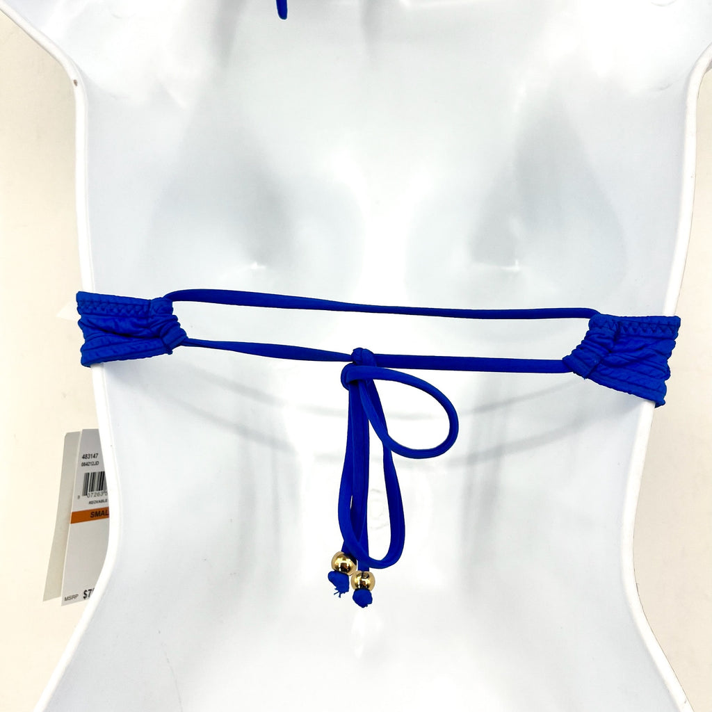 BECCA Women's Coast Halter Bikini Top Small Blue Ultramarine Adjustable Tie NWT