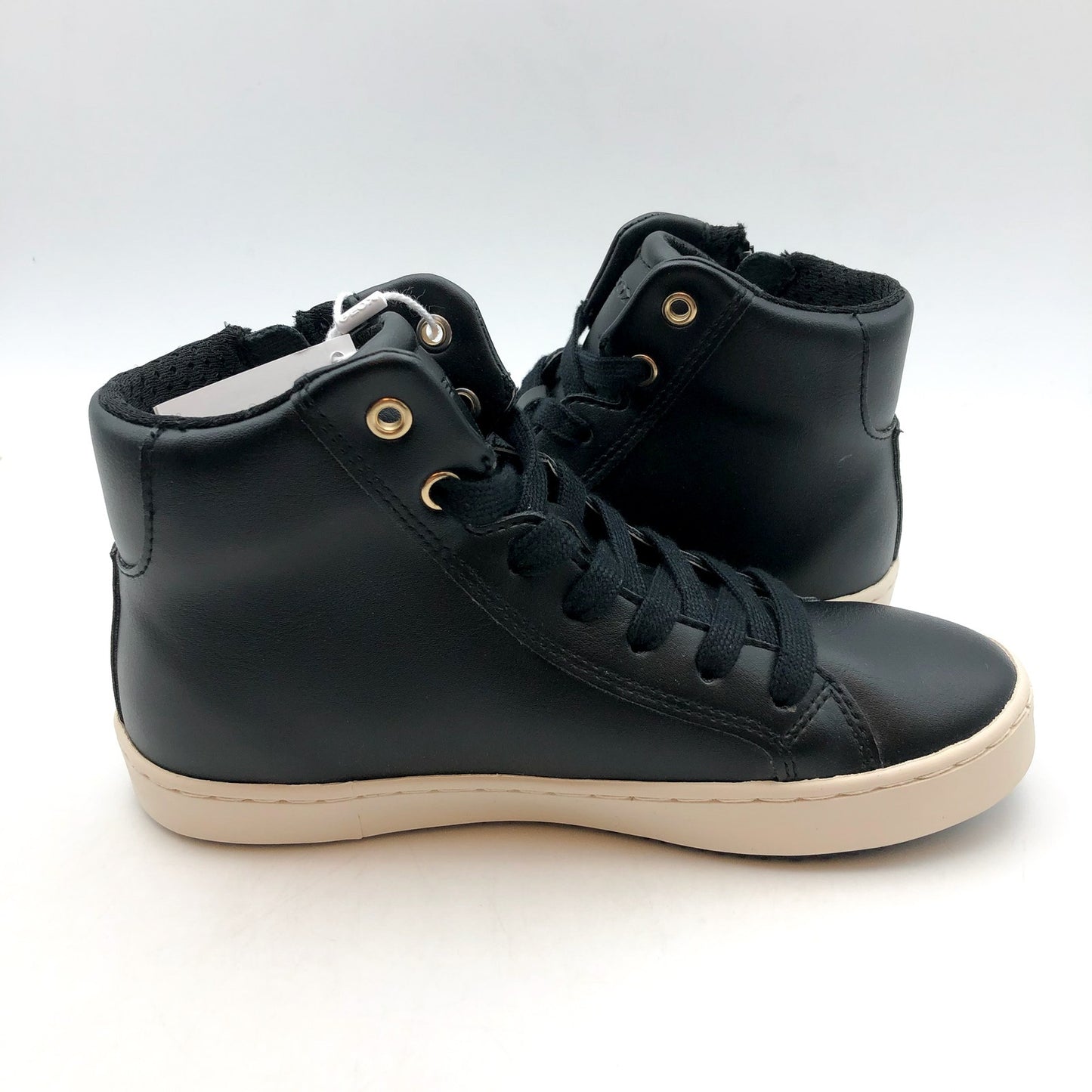 GEOX Girls J Kalispera High Top Sneakers US 1 EU 32 Black Star Lace Up NIB