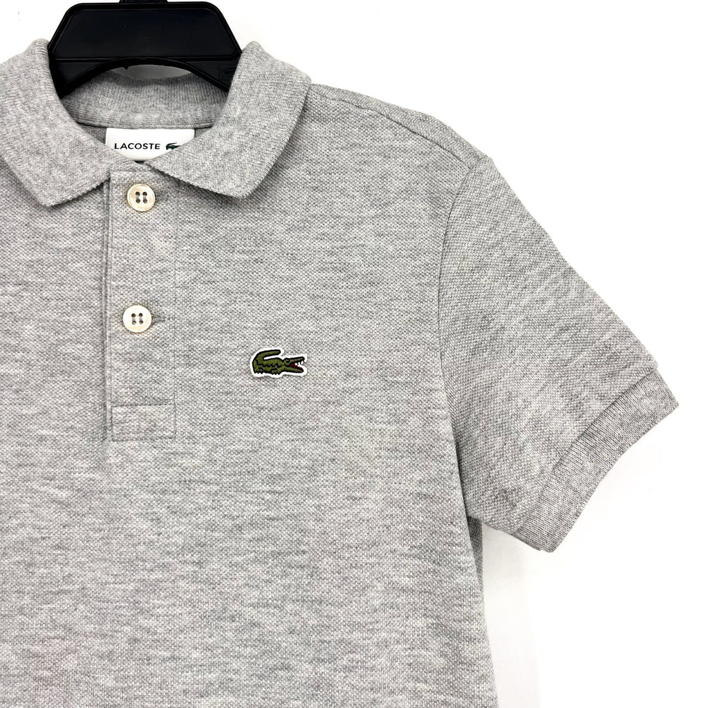 LACOSTE Kids Short Sleeve Classic Pique Polo Shirt SIZE 5 Grey NWT
