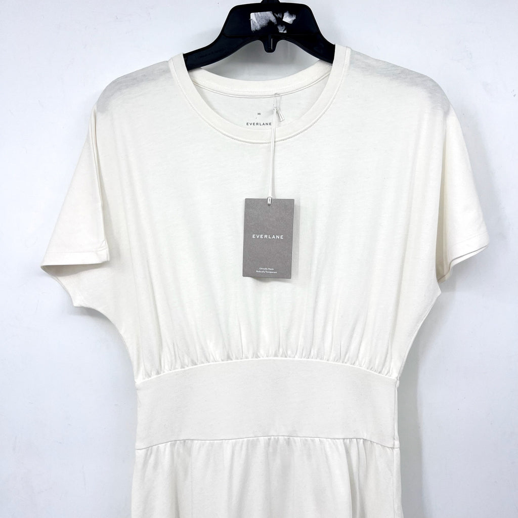 EVERLANE Women's The Organic Cotton Waisted Dress XS White Short Sleeve NWT