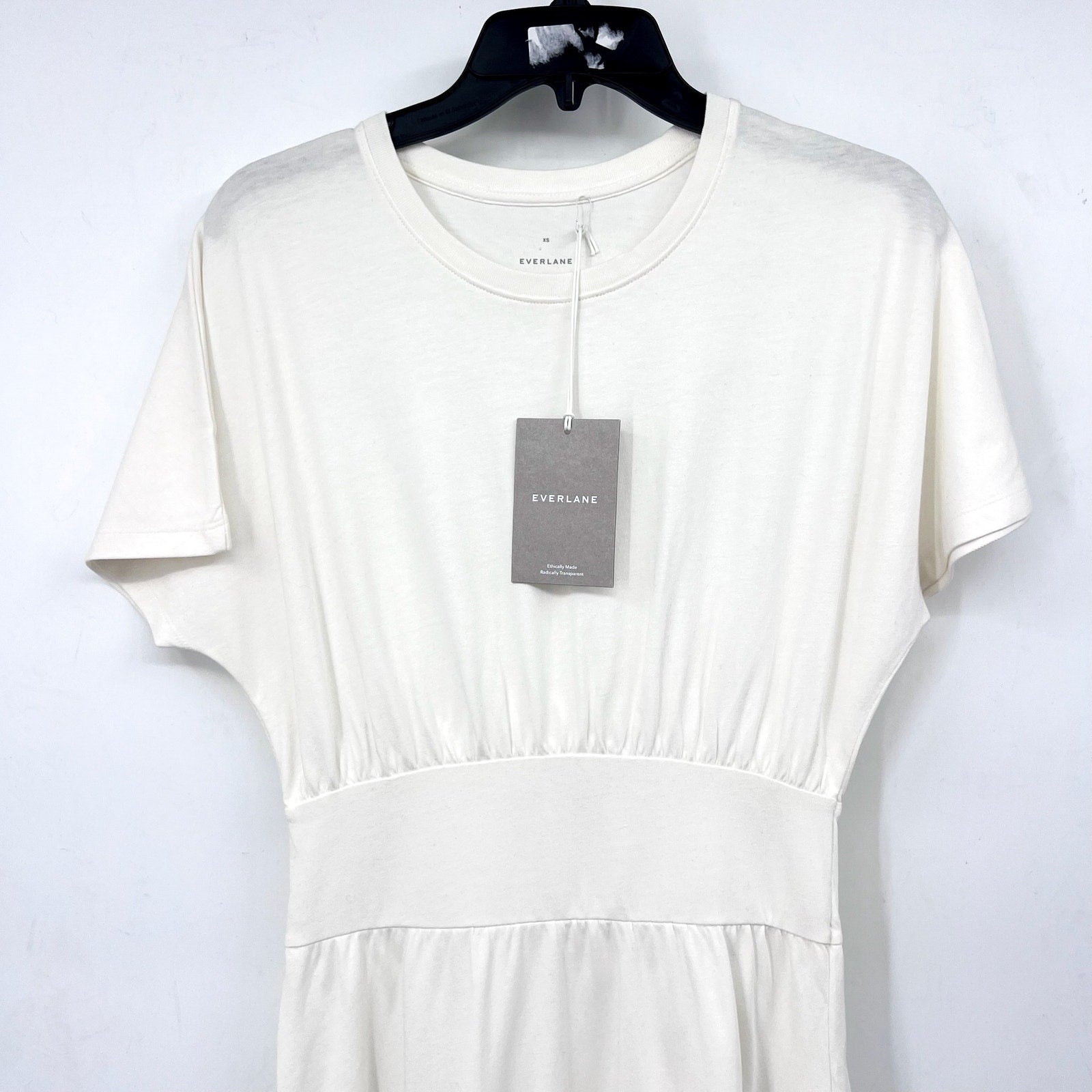 EVERLANE Women's The Organic Cotton Waisted Dress XS White Short Sleeve NWT