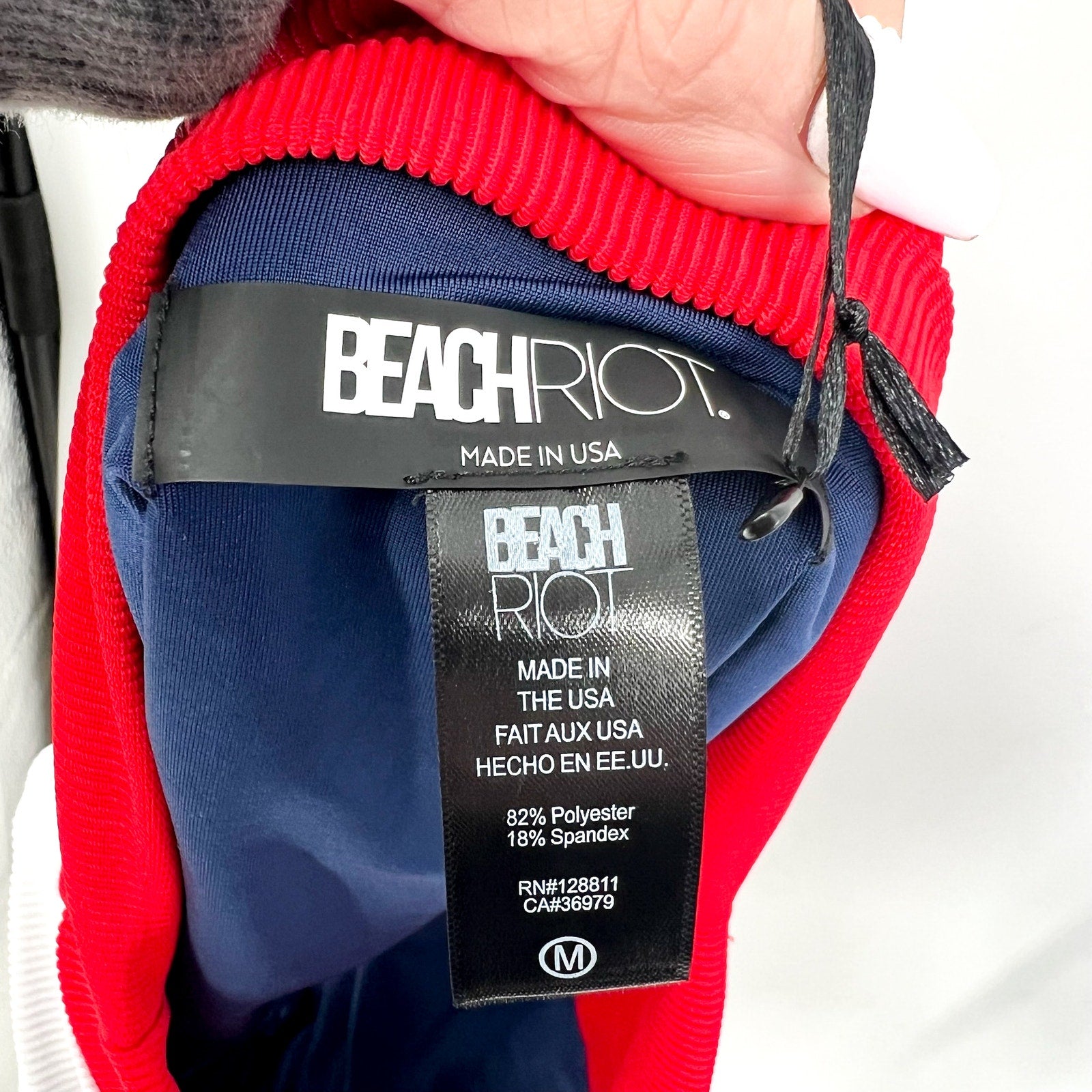 BEACH RIOT Heidi Bikini Bottom Medium Americana Colorblock Blue High Waist NWT
