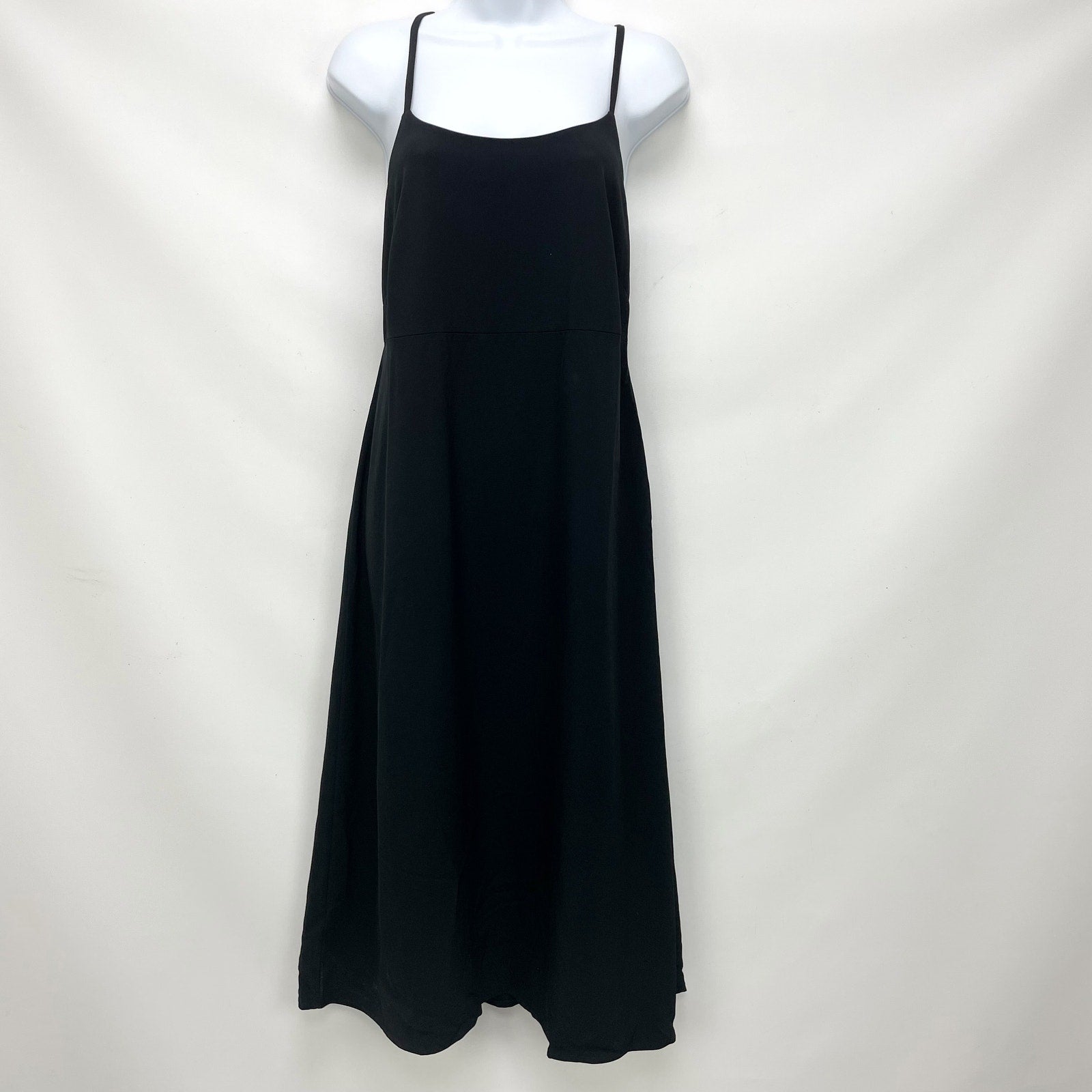 Everlane Womens Midi Slip Dress Size 2 Black Japanese GoWeave Cross-Back NWT