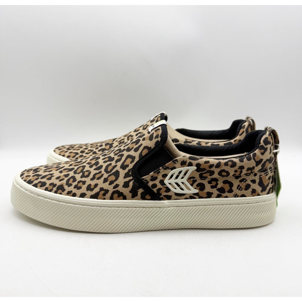 Cariuma Slip-On Canvas Sneakers Mens 10.5 Womens 12 Leopard Tan NIB
