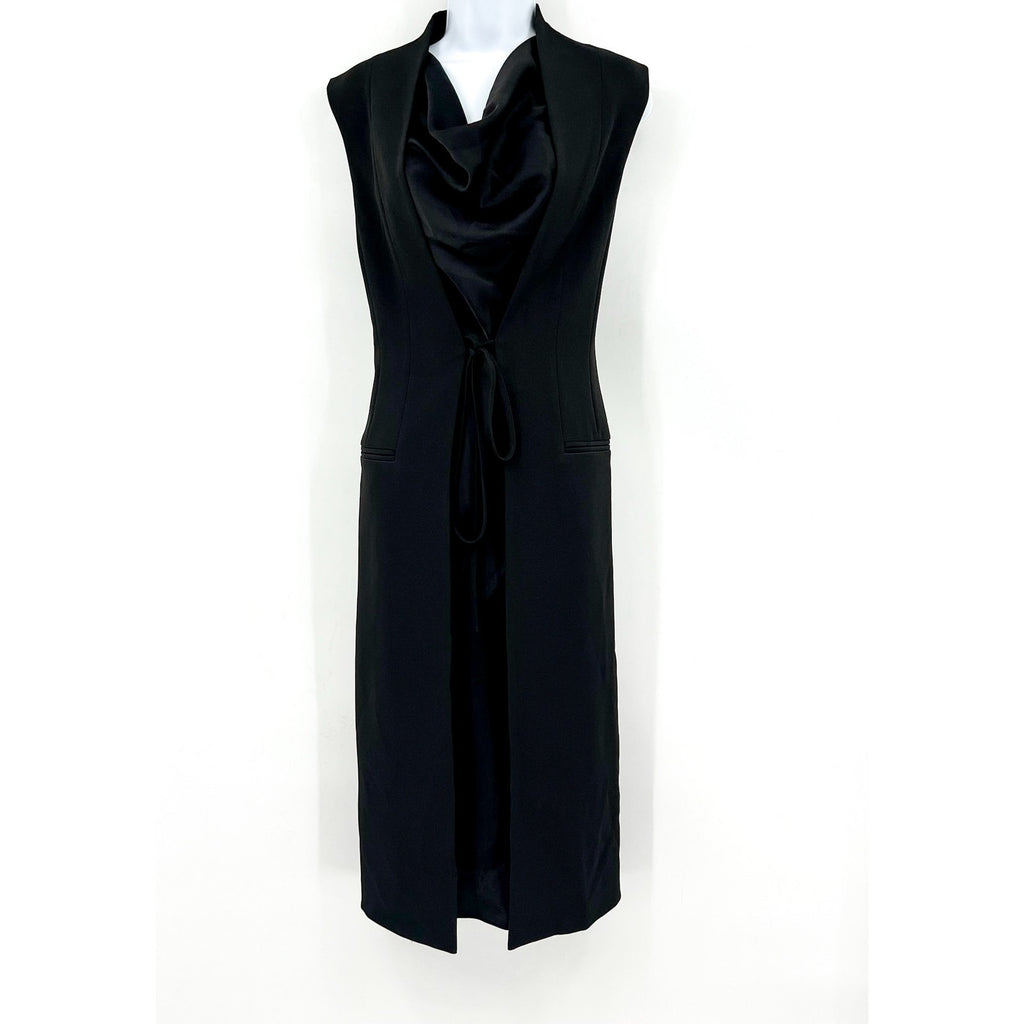 HALSTON Women's Jacklyn Dress In Crepe & Satin Size 2 Black Sleeveless NWT