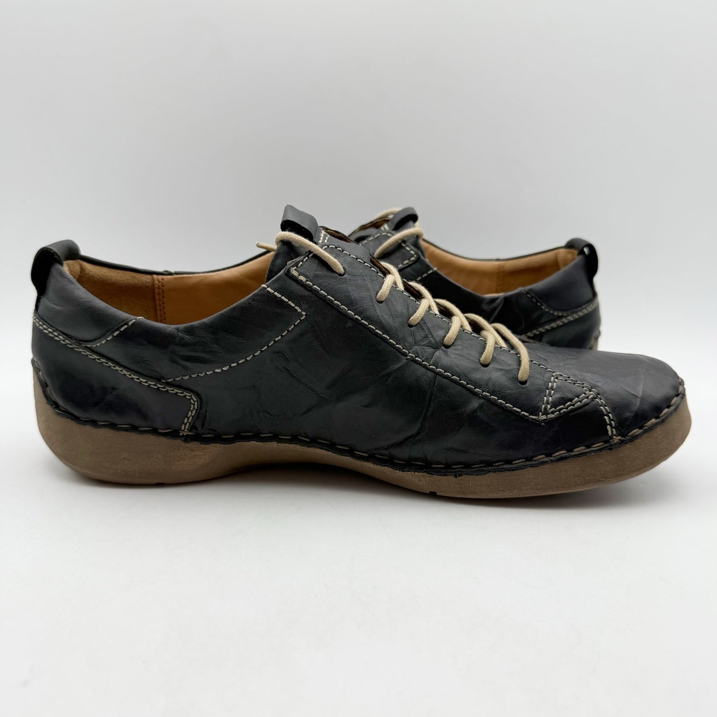 JOSEF SEIBEL Womens Fergey 56 Sneaker EU 41 US 10-10.5 Black Leather Lace Up NIB