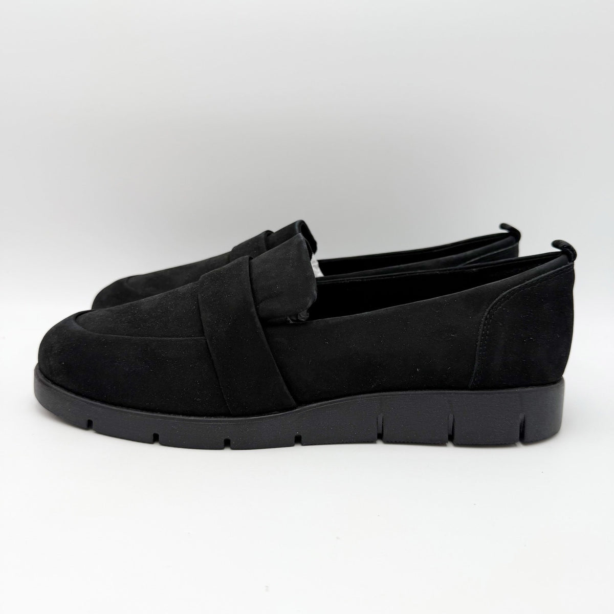 Rockport Womens Ramone Loafers Size 10.5 Wide Black Suede Leather NWOB