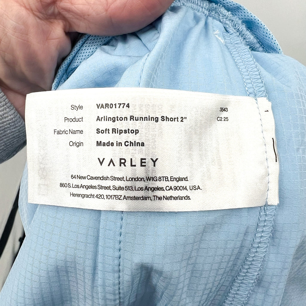 VARLEY Women's Arlington Running Shorts Large Airy Blue 2'' Inseam NWT