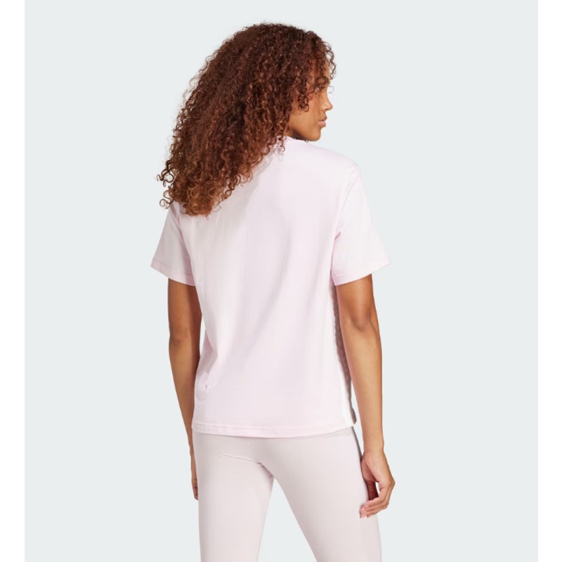ADIDAS Women's Essentials 3-Stripes Cotton Tee Small Pink White Short Sleeve NWT