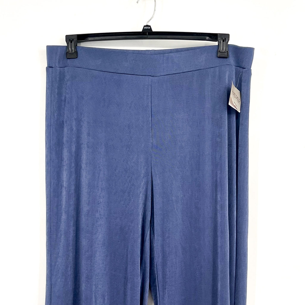 KASPER Women's Traveler's Knit Pull-On Wide-Leg Pants 2X Plus Blue Heron NWT