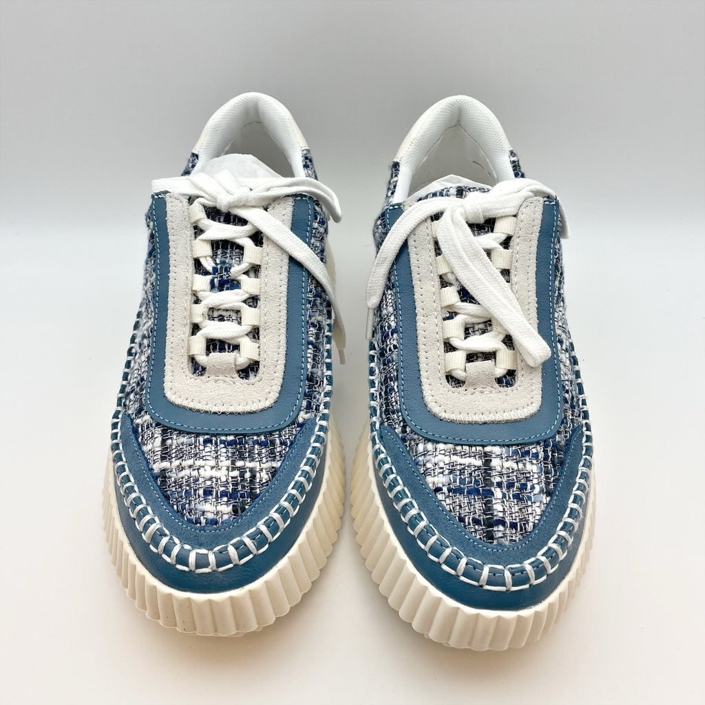 Dolce Vita Womens Dolen Casual Sneakers Size 8.5 Blue Fabric Leather Lace-Up NIB