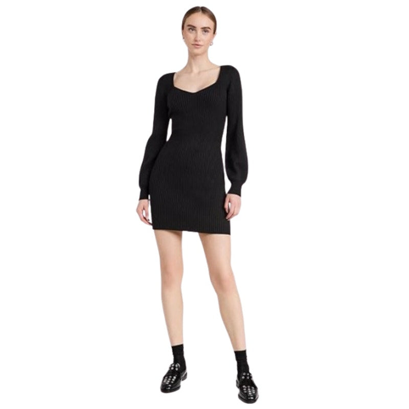Paige Womens Celie Night Out Sweater Dress XL Black Blouson Sleeves NWOT