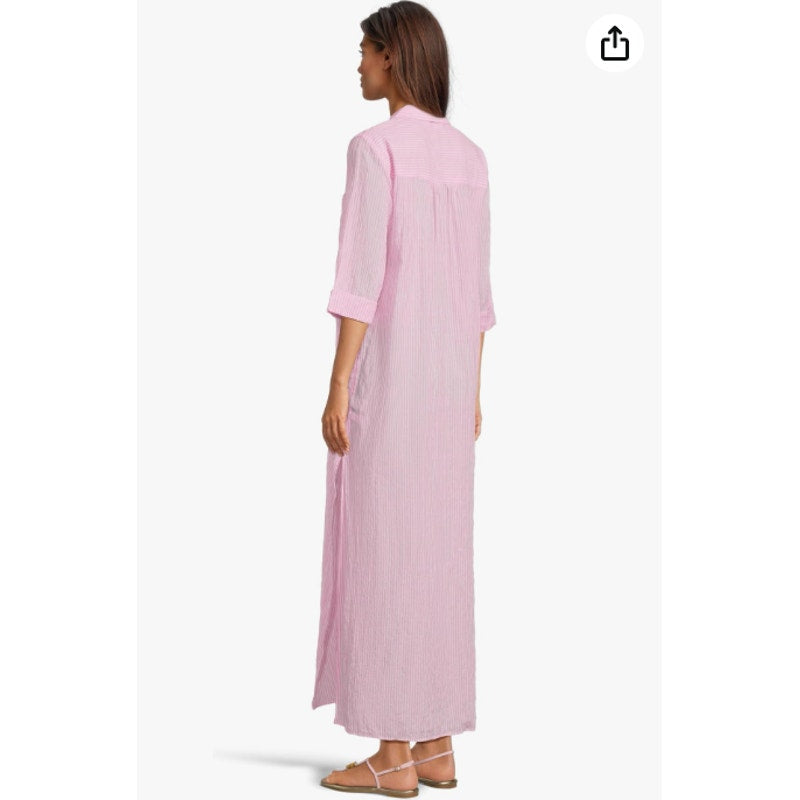 LILLY PULITZER Natalie Maxi Cover-up Dress Medium Conch Shell Pink Stripe NWT
