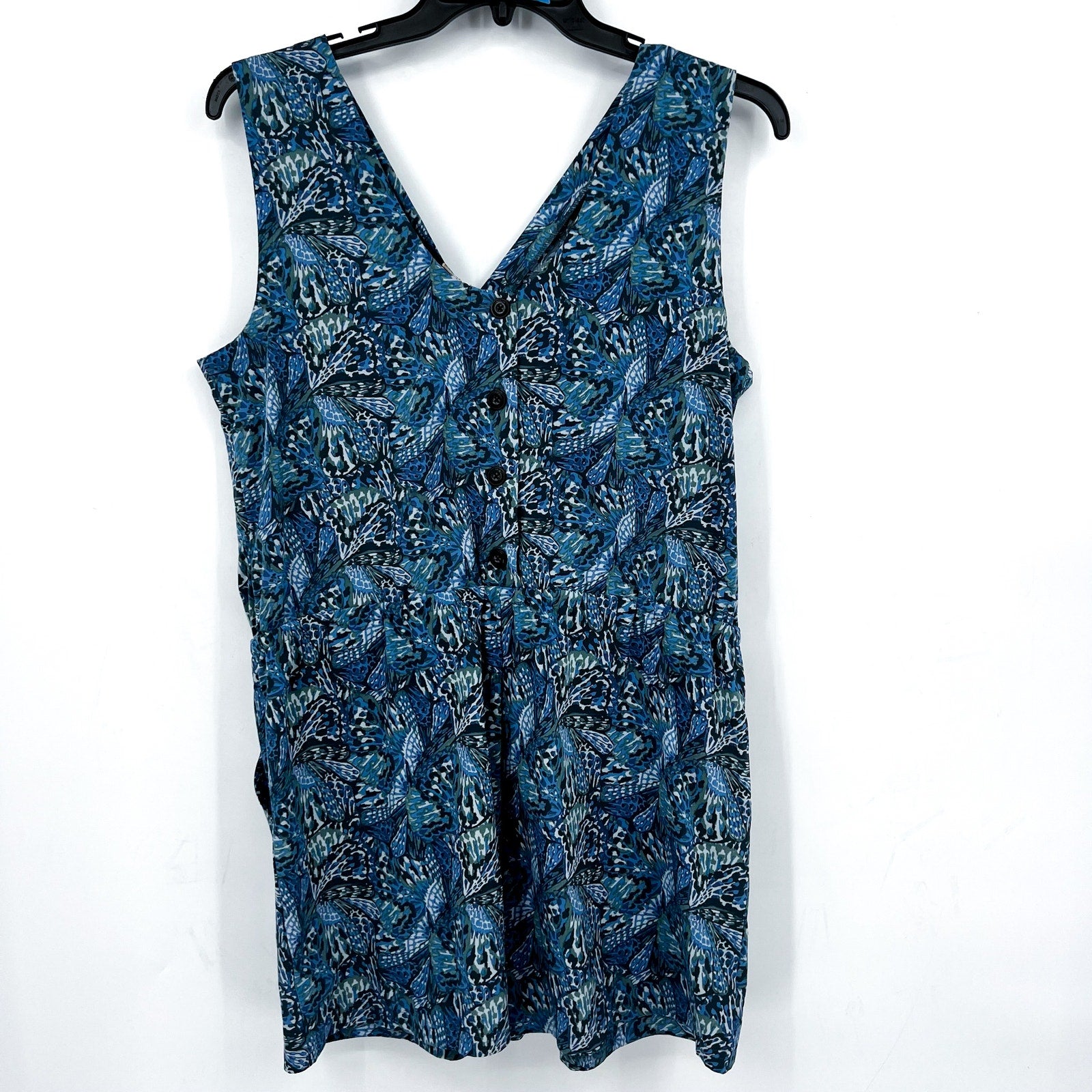 TOAD & CO Women's Sunkissed Liv Romper XL Blue Iris Butterfly Sleeveless NWT