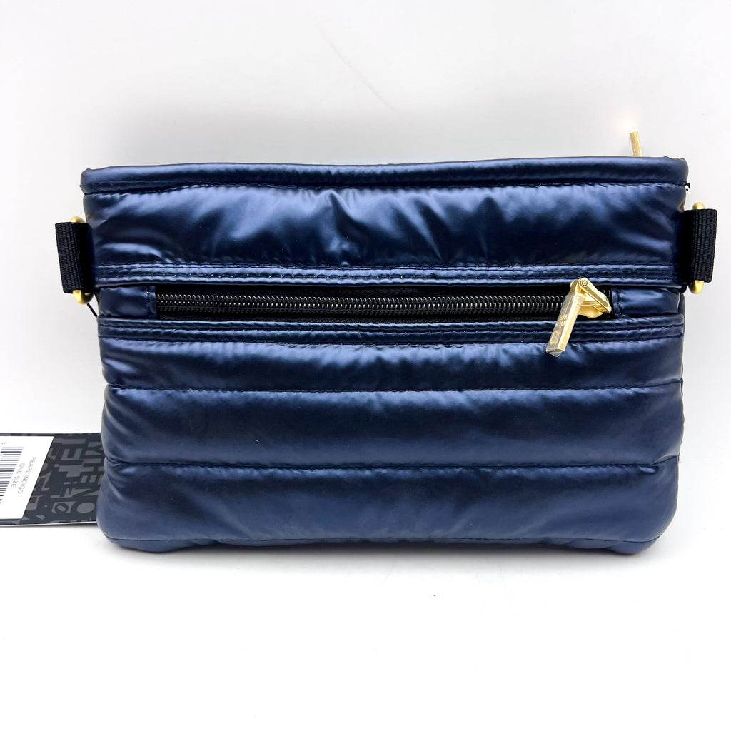 THINK ROYLN Women's Quilted Crossbody Bum Bag Small Blue Pearl Indigo NWT