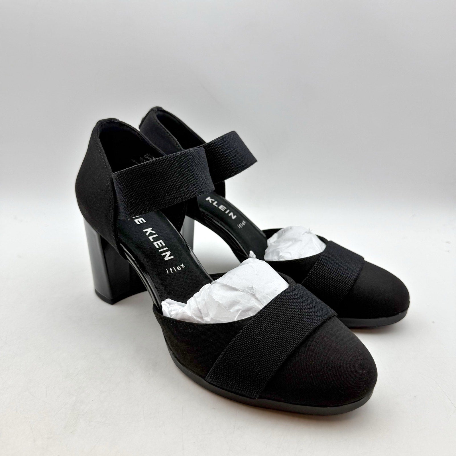 Anne Klein Womens Cailyx Ankle Strap Pumps Size 8 M Black Heels NIB