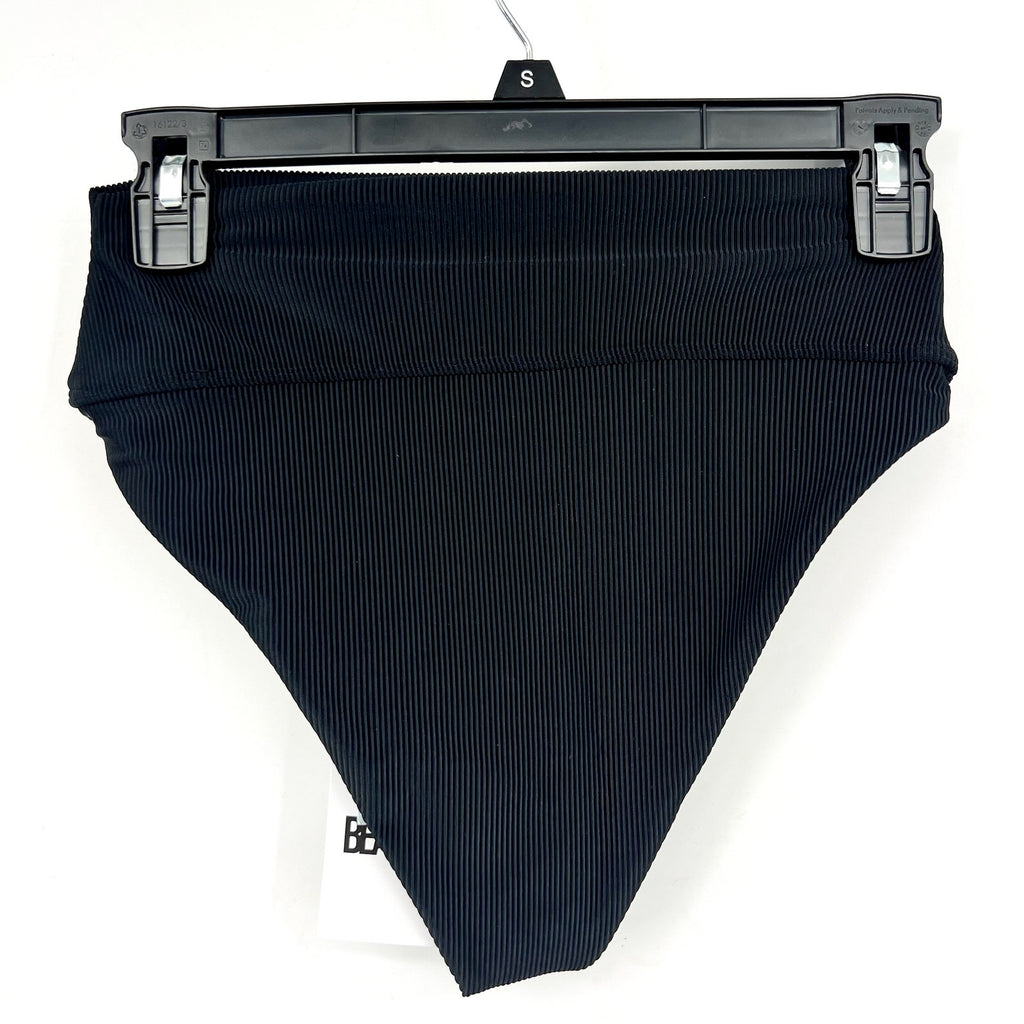 BEACH RIOT Women's Highway Bikini Bottoms Large Black Ribbed High Waist NWT