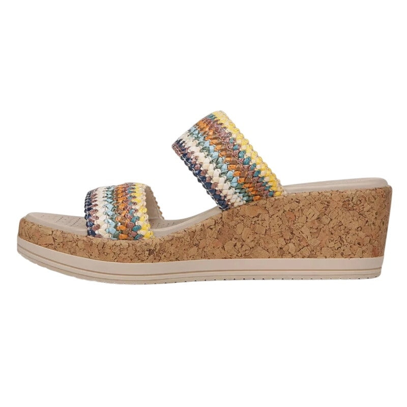 LifeStride Womens Resort Wedge Sandals US 6.5 M Multicolor Raffia Slip On NWOB