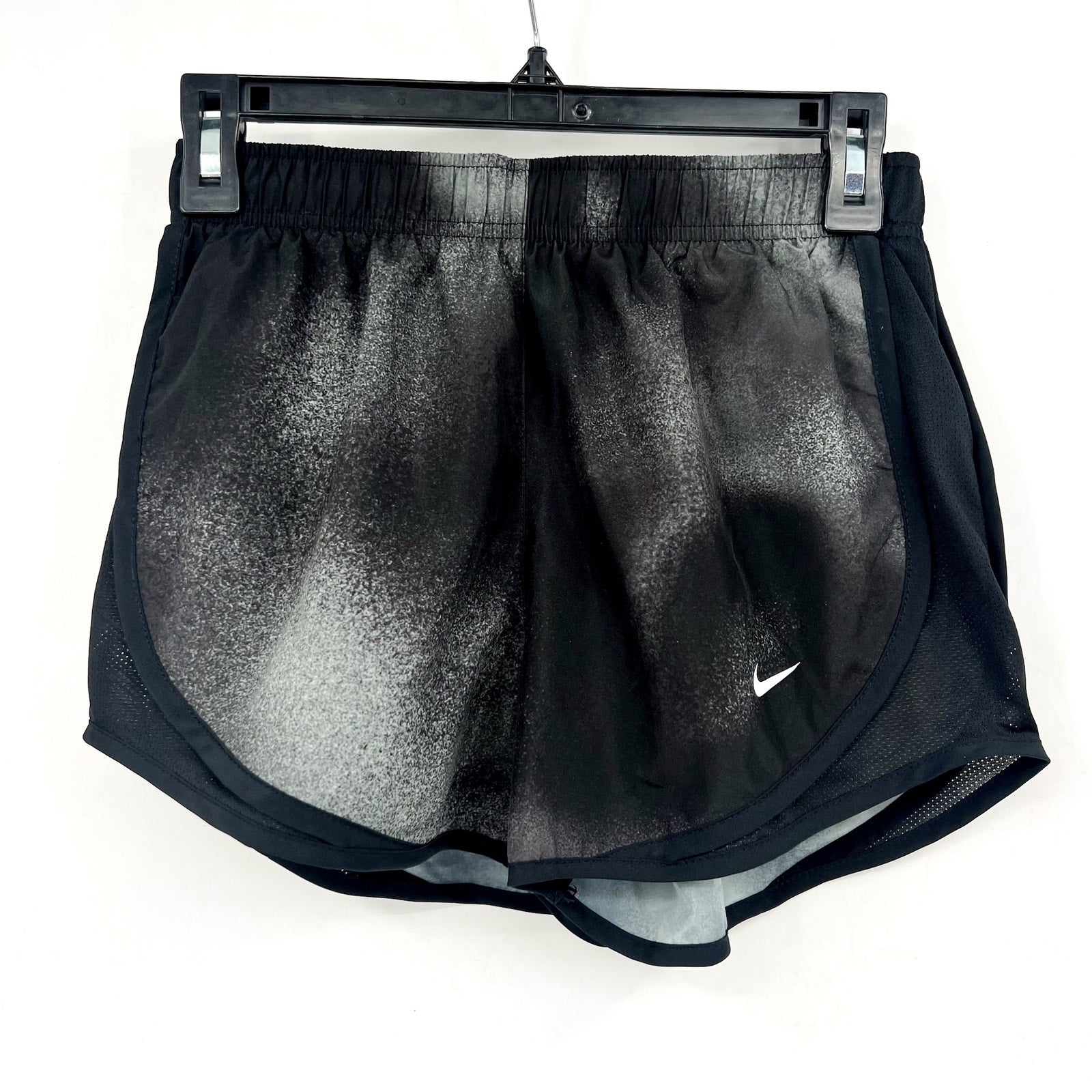 NIKE Women's Tempo Running Shorts XS Black Gray Gradient Printed Liner NWT
