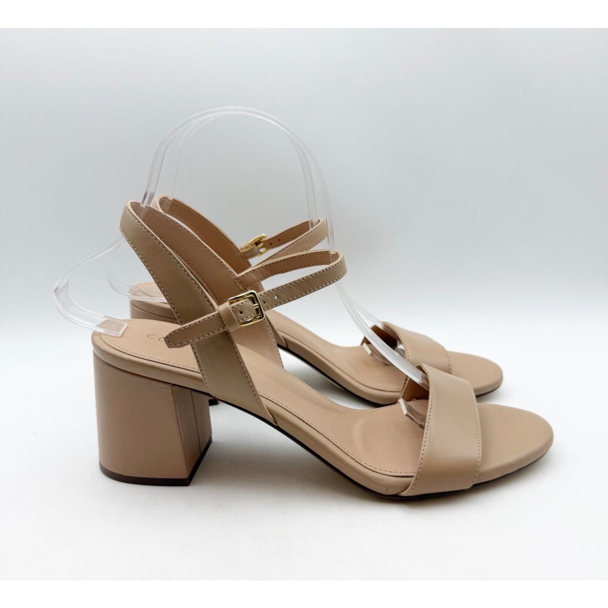 Cole Haan Womens Josie Heeled Sandals Size 8.5 Beige Nude Leather NIB