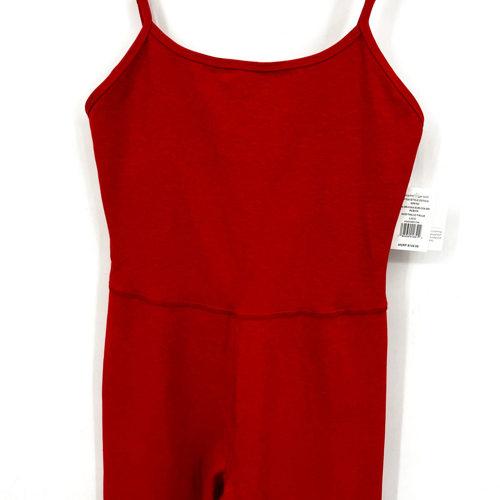 BEYOND YOGA Uplevel Midi Jumpsuit Large 12-14 Ruby Red Heather Space Dye NWT