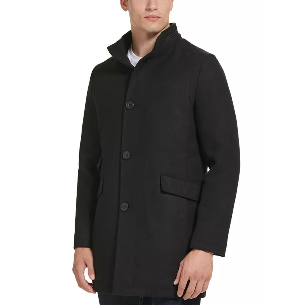 KENNETH COLE Mens Walker Jacket XXL Black Wool Blend Collared Car Coat NWOT
