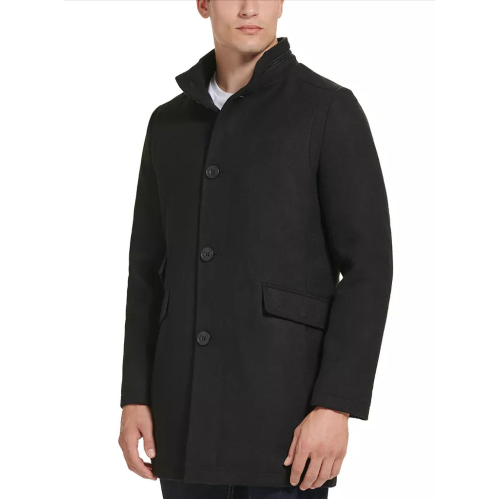 KENNETH COLE Mens Walker Jacket XXL Black Wool Blend Collared Car Coat NWOT