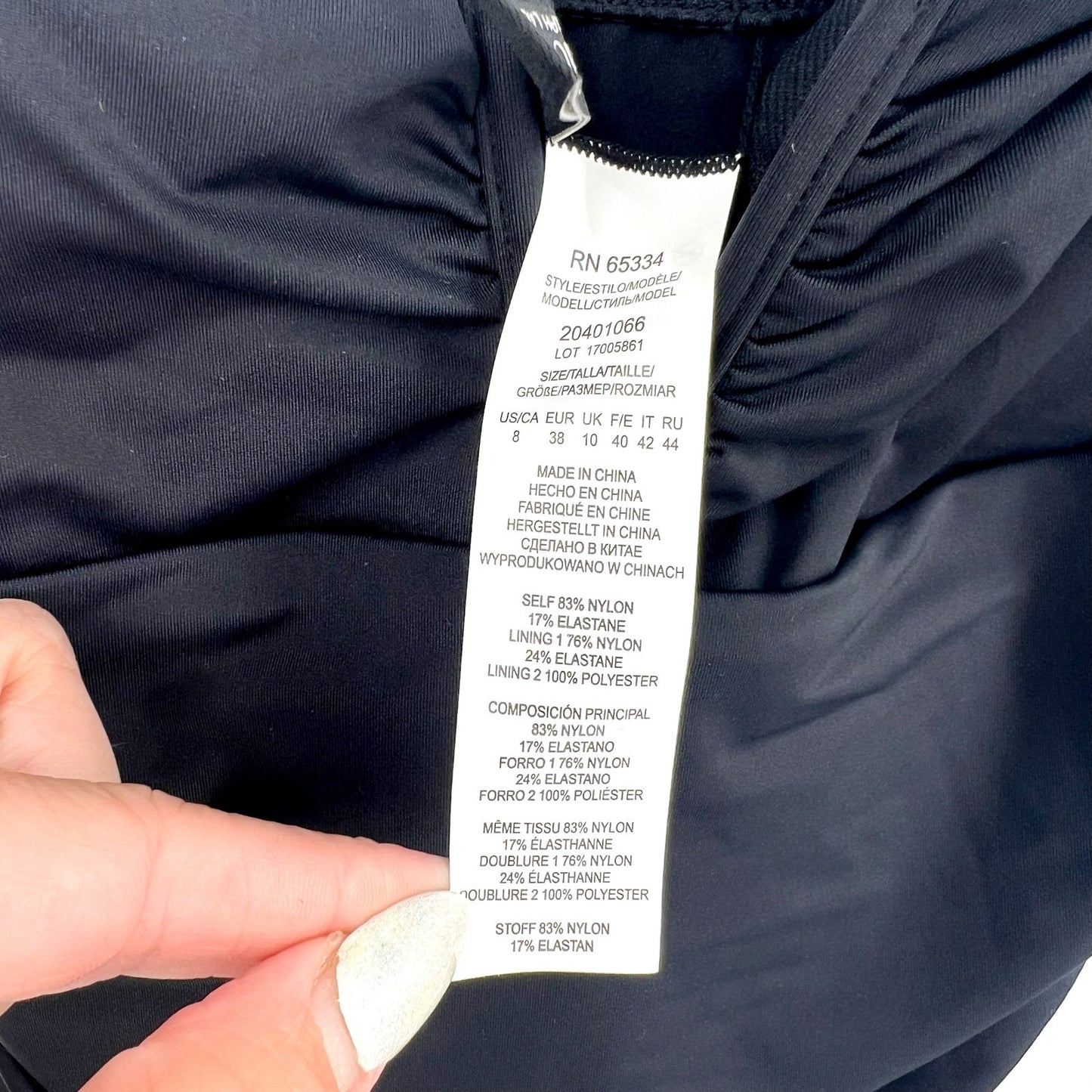 LAUREN RALPH LAUREN Solids V Wire One Piece Swimsuit Size 8 Black NWT