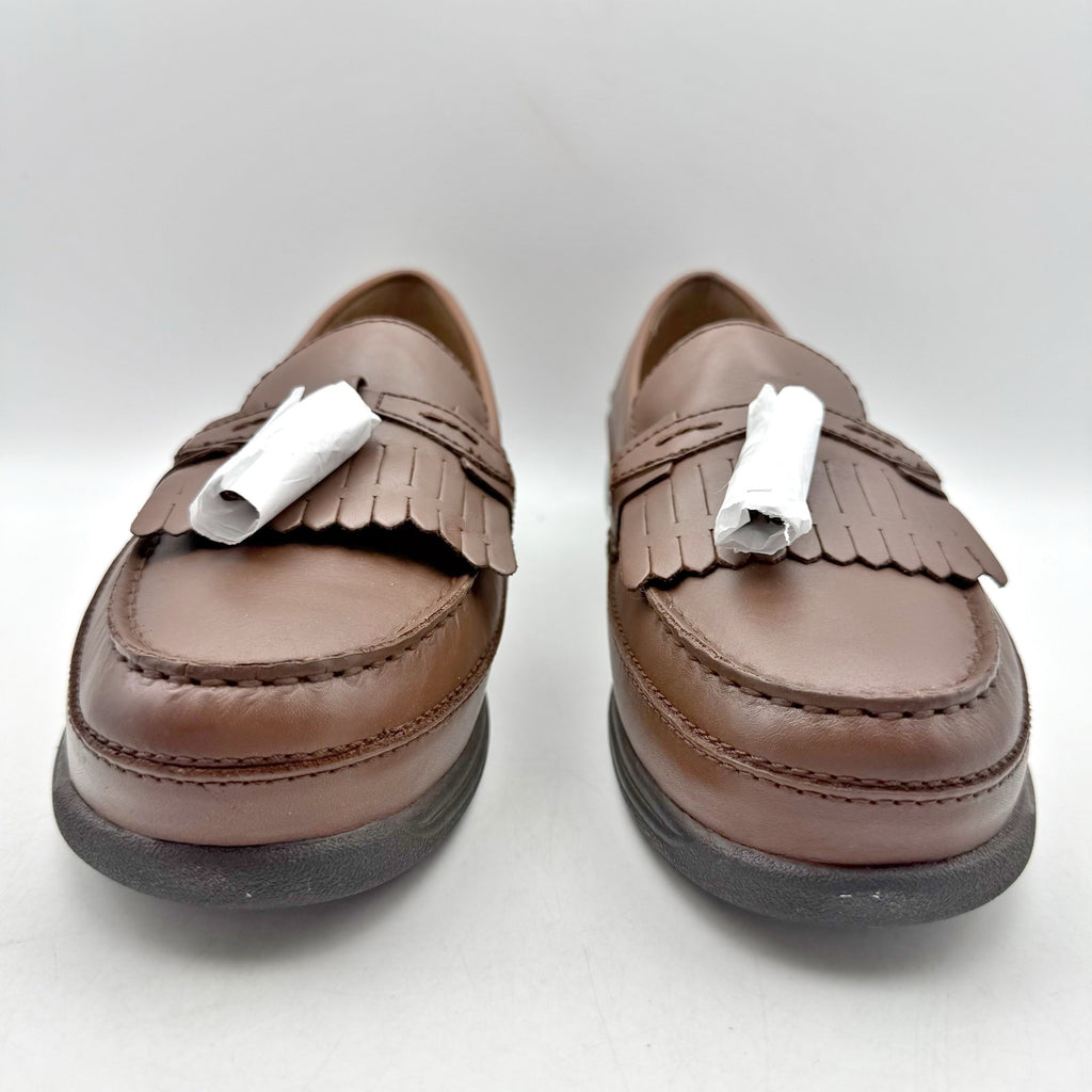 Dockers Mens Sinclair Moc Toe Loafers US 10 Wide EU 43 Brown Leather Tassel NIB
