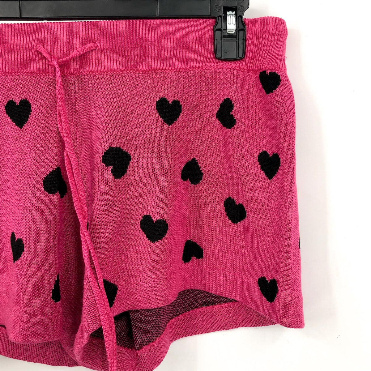 BEACH RIOT Women's Balboa Knit Shorts Small Pink Black Candy Heart NWT