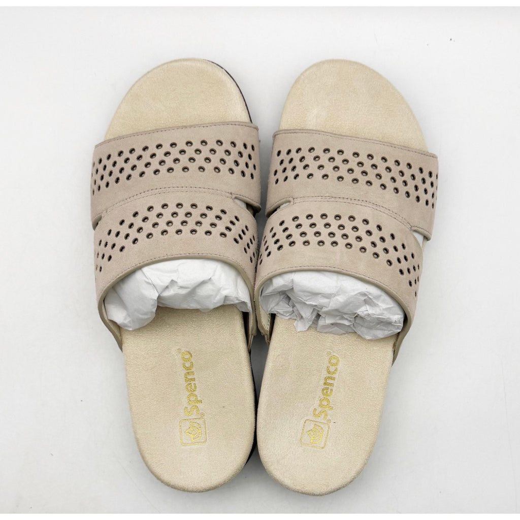 Spenco Women's Twilight Stud Sandal Size 9.5 WIDE Light Taupe Slip On NIB