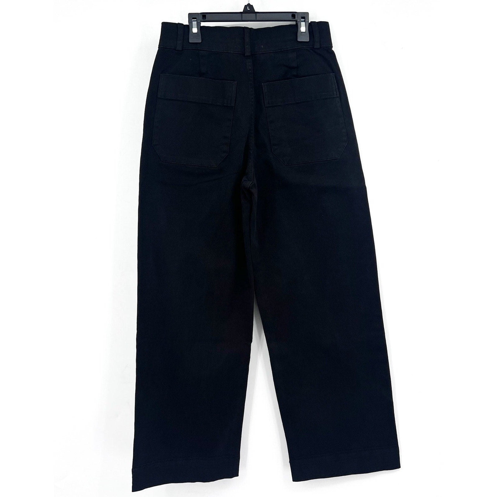 EVERLANE Womens Organic Wide-Leg Crop Pants Size 00 Black Chino Twill NWT
