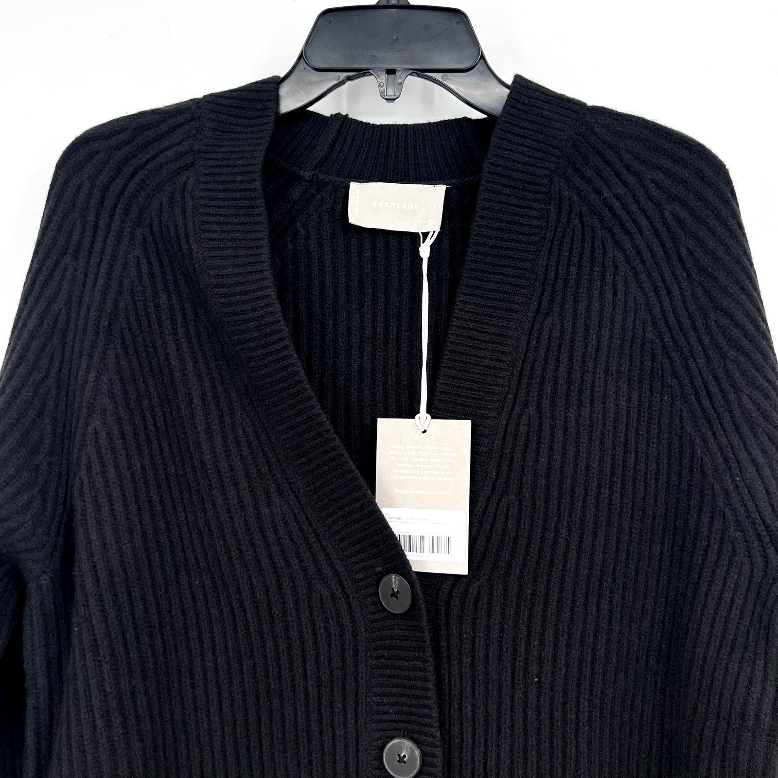 EVERLANE Women's The Long Cocoon Cardigan Small Black 100% Wool Sweater NWT