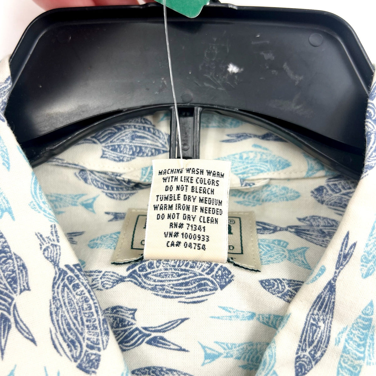 L.L. BEAN Mens Short-Sleeve Tropics Print Shirt Small White Blue Cotton NWT