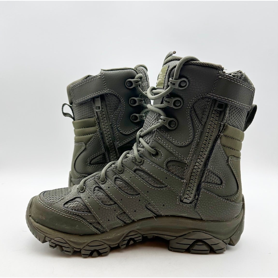 MERRELL Work Moab 3 8" Tactical Boots Mens 5 Womens 7 Green Leather NWOB