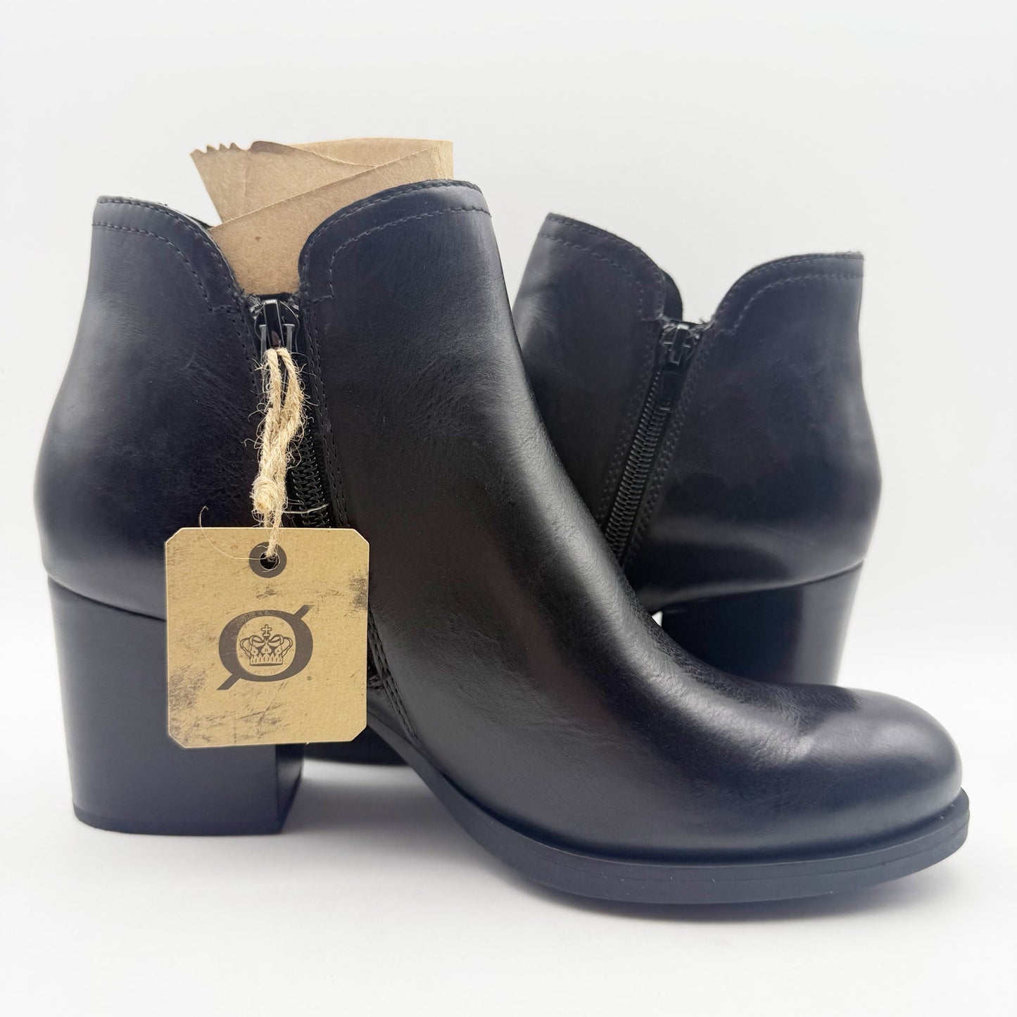 Born Womens Olivia Ankle Booties US 8.5 M EU 39 Black Leather NIB