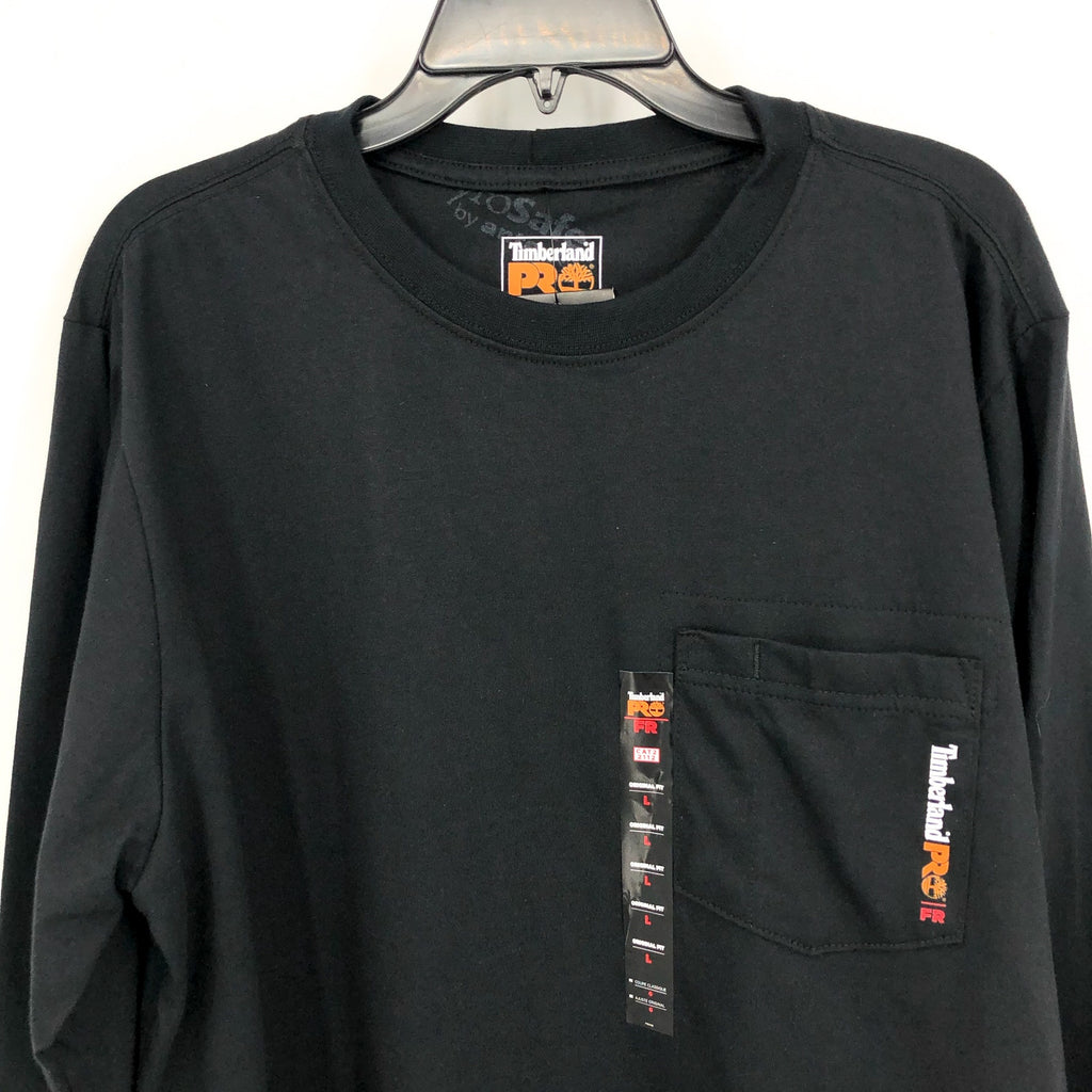 TIMBERLAND PRO Men's FR Long-Sleeve Pocket T-Shirt Large Black Cotton Core NWT