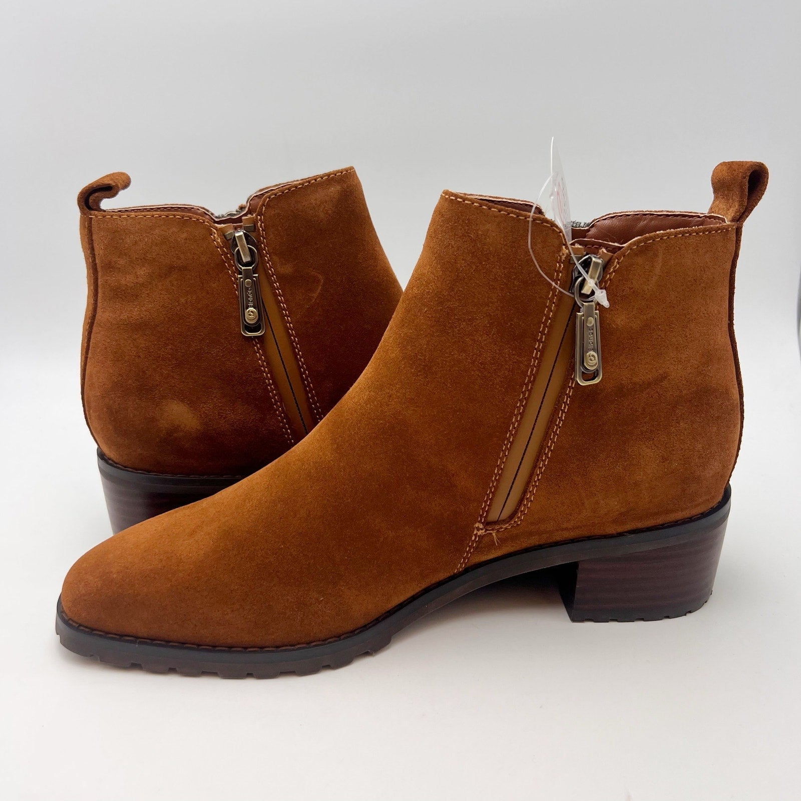 Blondo Womens Samara Ankle Booties Size 8 M Cognac Brown Suede Waterproof NIB