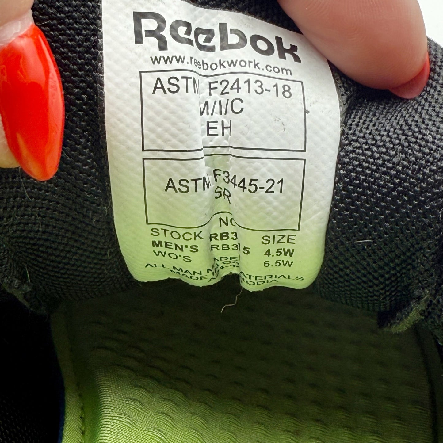 Reebok Womens Nanoflex TR EH Comp Toe Work Sneakers US 6.5 Wide Black NIB