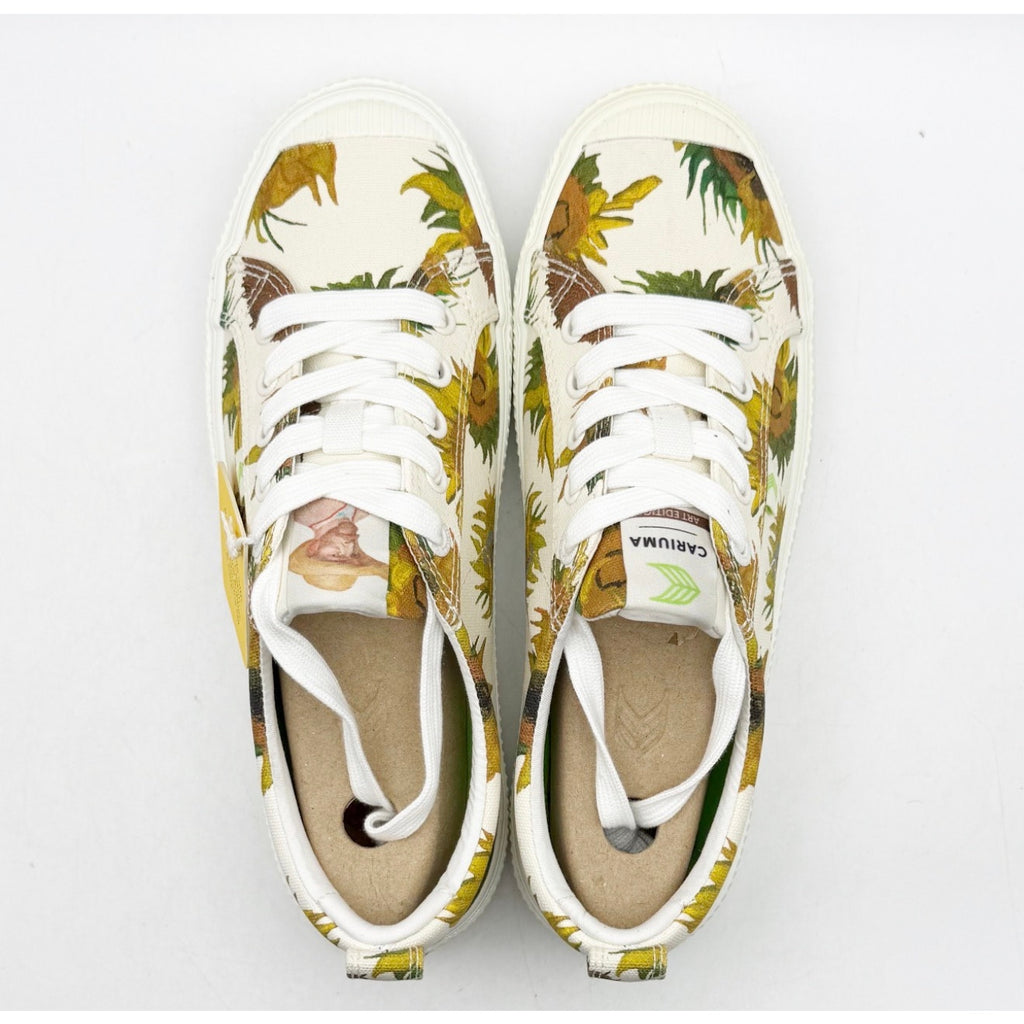 Cariuma X Van Gogh Womens OCA Low Sneaker Size 7.5 Sunflower White Canvas NIB