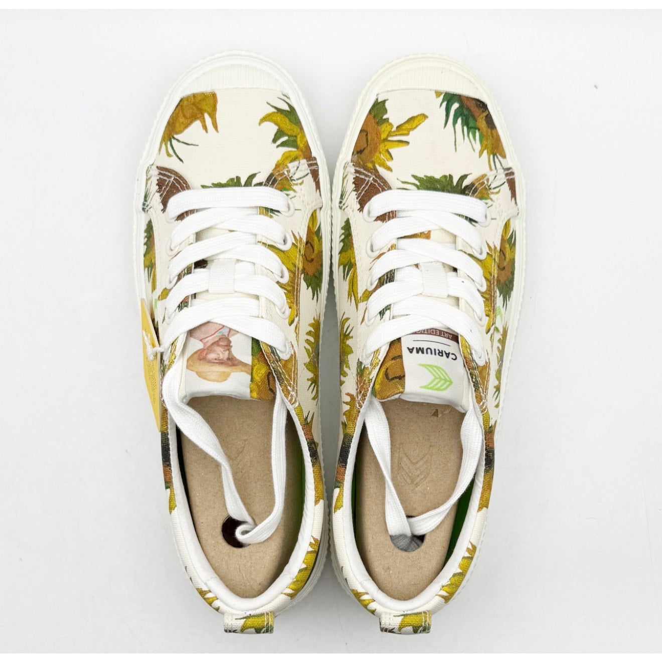 Cariuma X Van Gogh Womens OCA Low Sneaker Size 7.5 Sunflower White Canvas NIB