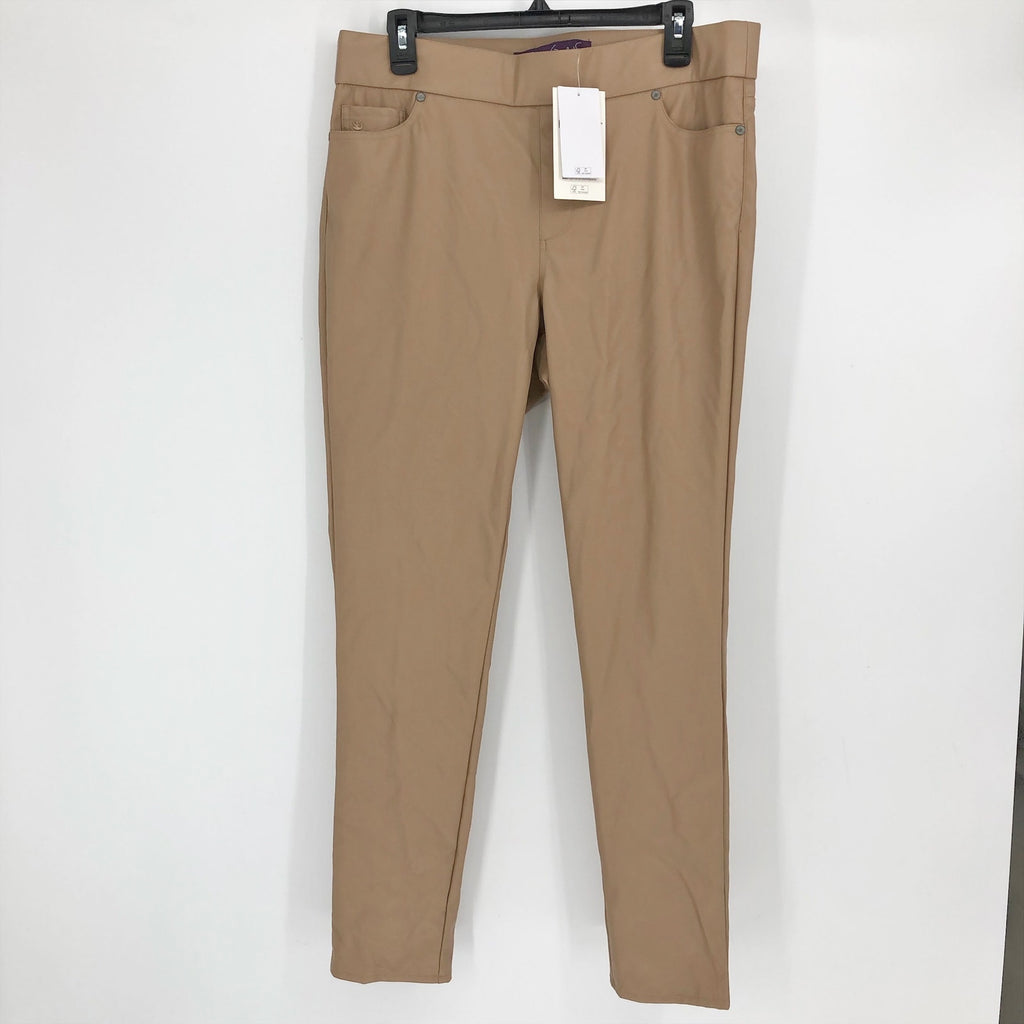 GLORIA VANDERBILT Avery Faux Leather Leggings Size 14 Tan Pull on Skinny NWT