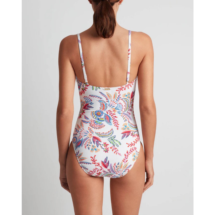 LAUREN RALPH LAUREN Fleurette Floral One Piece Swimsuit 10 White Floral NWT