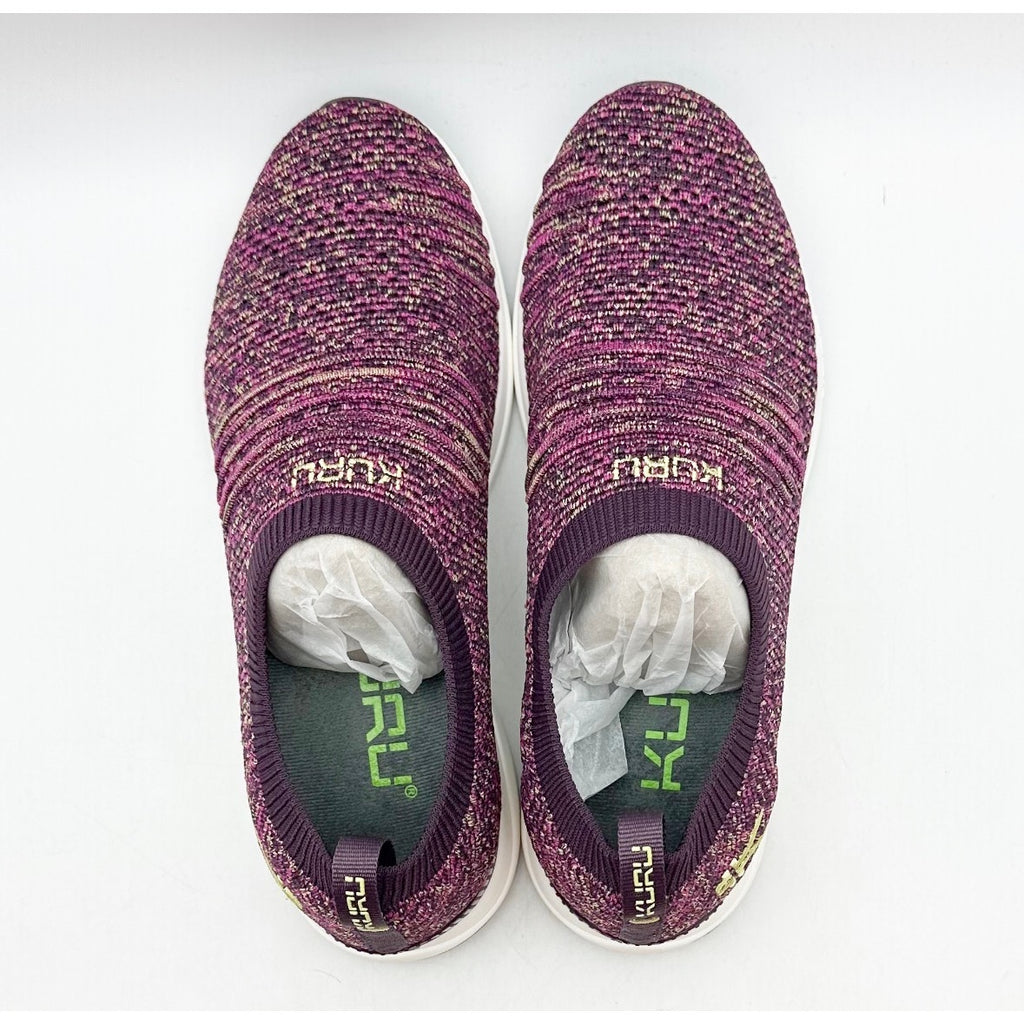Kuru Womens Stride Casual Sneakers Size 7.5 Plum Purple Knit Slip On NWOB