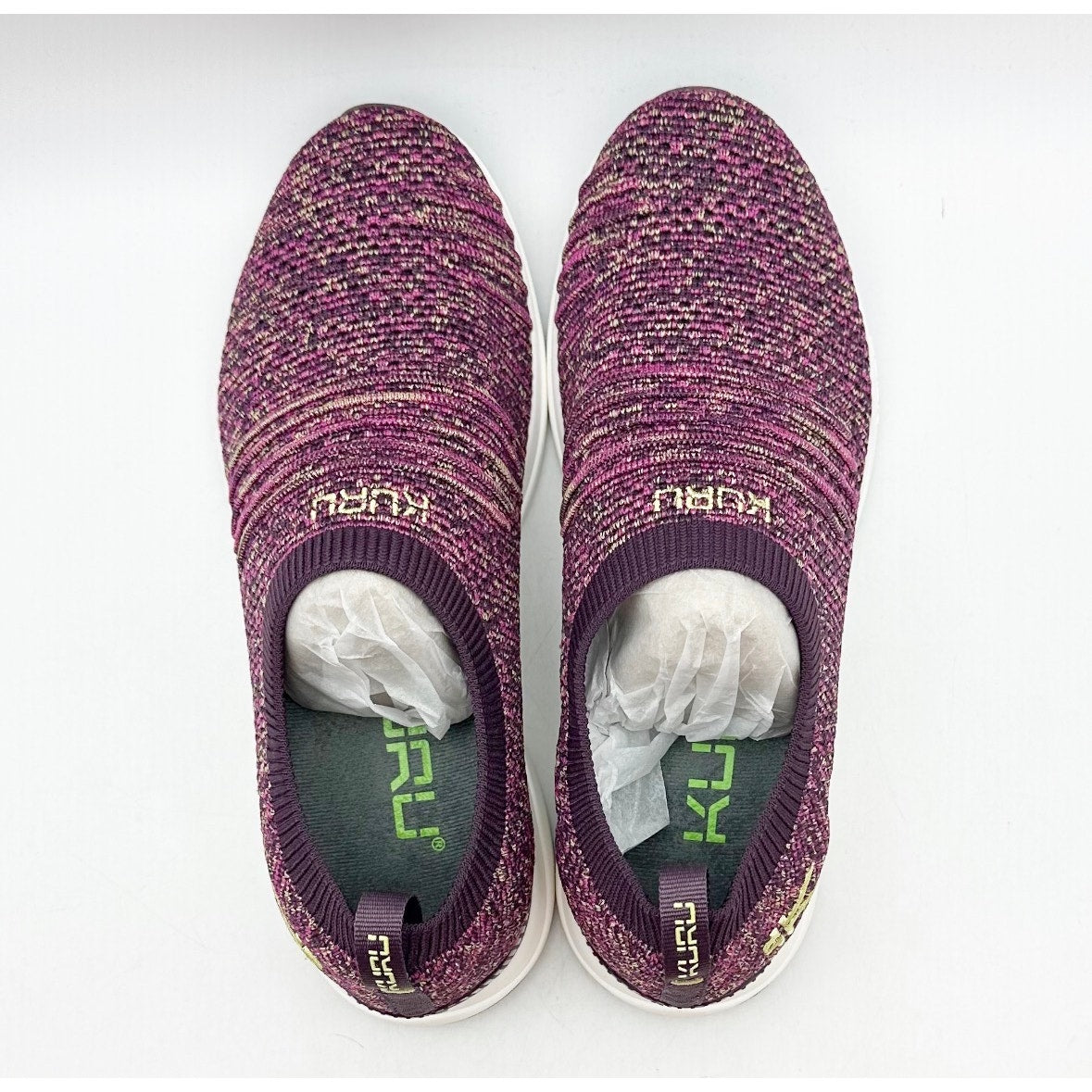 Kuru Womens Stride Casual Sneakers Size 7.5 Plum Purple Knit Slip On NWOB