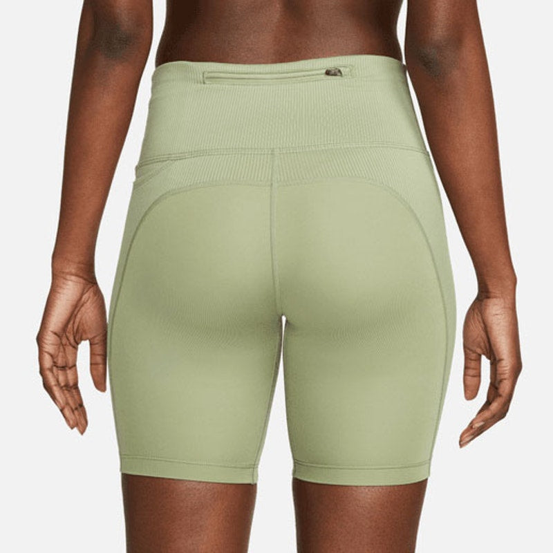 NIKE Womens Tight Athletic Running Shorts XS Olive Green Mid-Rise Ribbed NWT