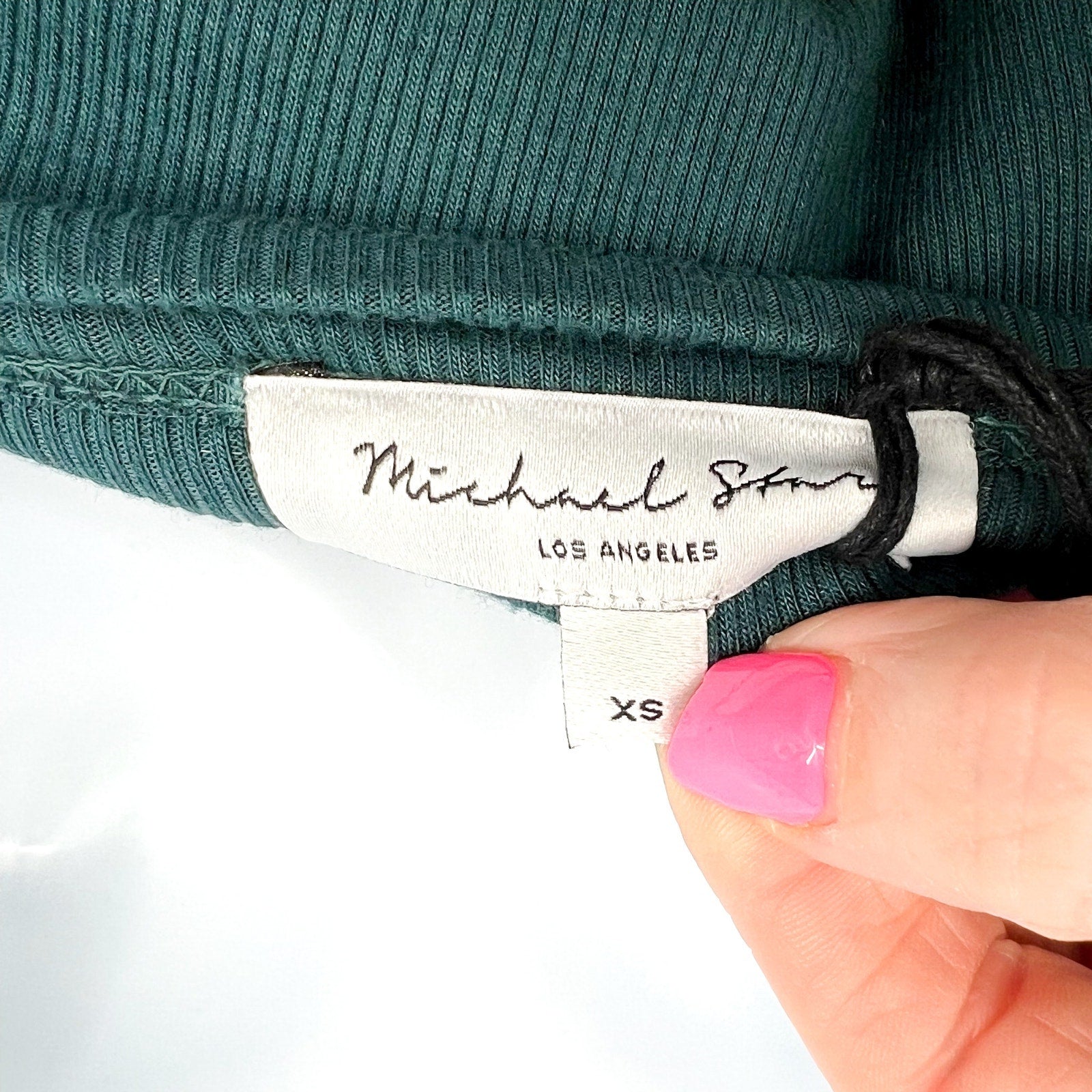 MICHAEL STARS  Women's Christina Ribbed Midi Dress XS Green Crew Neck NWT