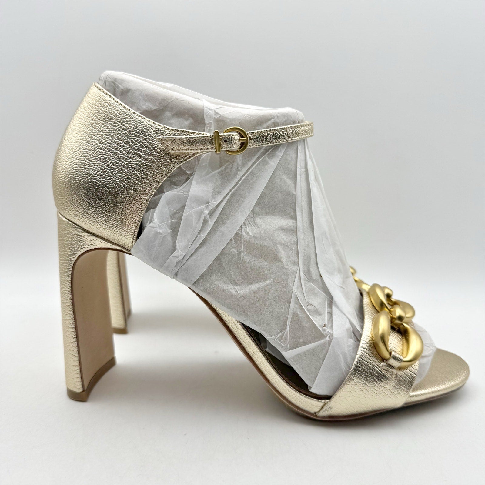 Vince Camuto Womens Aurelia Heel Sandals US 12 M EU 43.5 Gold Leather NIB