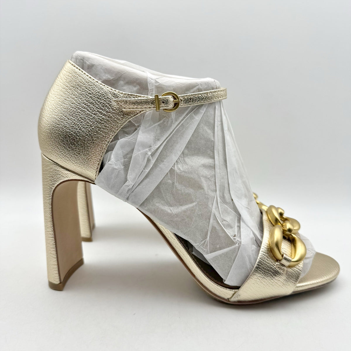 Vince Camuto Womens Aurelia Heel Sandals Size 12 M EU 43.5 Gold Leather NIB